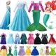 Robe de Princesse Disney Frozen pour Fille Costume Cosplay Elsa Anna Ariel Raiponce Jasmine