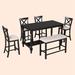 Red Barrel Studio® 6-Piece Counter Height Dining Table Set Table w/ Shelf 4 Chairs & Bench For Dining Room (Gray) in Brown | Wayfair