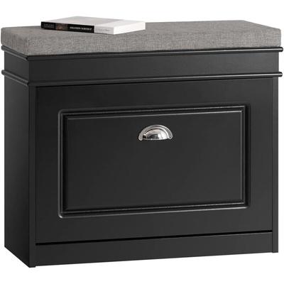 FSR82-K-SCH Schuhkipper Schuhschrank mit Klappe Schuhbank mit Sitzkissen Schuhkommode Sitzbank Image