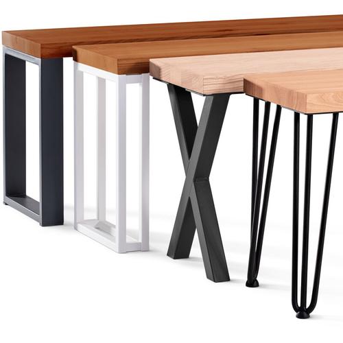 Sitzbank Flur Holzbank 30x160x47 cm, Möbelfüße Simple Weiss / Rustikal, LSB-01-A-003-160-9016S