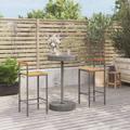 Ensemble Table de bar + 2 Chaises de bar de jardin - Table Haute avec 2 Tabourets gris poly