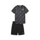 PUMA Unisex Active Sports AOP Shorts Set B Trainingsanzug, Schwarz, 140