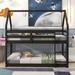 Nestfair Twin over Twin Wooden Loft Bed with Roof and Ladder