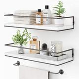 Wall Mounted Hanging Shelves with Towel Rack - Set of 2