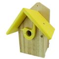 JCs Wildlife Post Mount Cedar Wren House w Poly Roof & Birdhouse Predator Guard Portal (Yellow)