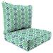 Jordan Manufacturing 46.5 x 24 Vesey Sea Mist Blue and Green Quatrefoil Rectangular Outdoor Deep Seating Chair Seat and Back Cushion with Welt