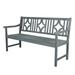 Sloane 59.1 3-Seat Ogee Diamond-Back 600-Lbs Support Acacia Wood Outdoor Garden Patio Bench Gray