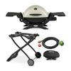 Weber Q 2200 Gas Grill - LP Gas (Titanium) with Cart Adapter Hose and Grill Cover