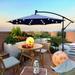 10ft Solar LED Patio Umbrella Waterproof Market Sun Shade with 8 Ribs Outdoor Umbrella with Crank and Cross Base Garden Umbrella Deck Umbrella Pool Umbrella for Outside Deck Parties Navy Blue