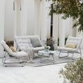 Grand Patio 4 Pieces Patio Conversation Set with Thick Mesh Sling Cushion and Coffee Table Beige