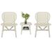 3 Pieces Table Chair Set All Weather Outdoor Table with Open Shelf and Lounge Chairs Waterproof Chair Table Balcony Seat Garden Chair with Coffee Table Yard Chair Hollow Chair