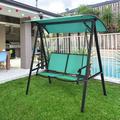 Vicamelia 2-Person Patio Porch Swing Chair with Adjustable Canopy Patio Swing Bench for Porch Backyard Balcony Poolside Turquoise