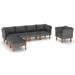 Tomshoo 7 Piece Patio Set Poly Rattan and Eucalyptus Wood Gray