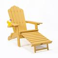 Folding Adirondack Chair Outdoor Wooden Accent Lounge Furniture for Yard Patio