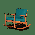 40.5 Wide Accent Rocking Chair Outdoor Rocker Chair with Padded Seat Cushion Wooden Upholstered Leisure Armchair Glider Rocker for Home Balcony Patio & Garden Natural + Dark Green Cushions