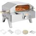 ROVSUN 2-in-1 Outdoor Pizza Oven & Gas Grill Portable Stainless Steel Propane Griller and Pizza Maker Combo with Auto-ignition 12 Pizza Stone & Thermometer for Camping BBQ Backyard Picnic