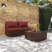 Tomshoo 3 Piece Patio Set with Cushions Poly Rattan Brown