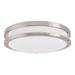 BH&G 14 Inch Integrated Metal Double Ring Flush Mount Light Brushed Nickel Finish