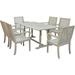 7pc Solid Wood Rectangle Plantation Style Indoor or Outdoor Dining Set with 6 Captains Chairs and 1 Dining Table - Antique White