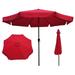10ft Heavy-Duty Round Outdoor Market Patio Umbrella w/Steel Pole Push Button Tilt Easy Crank Lift - Red