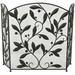 DecMode 45 x 30 Black Metal Foldable Mesh Netting 3 Panel Scroll Fireplace Screen with Leaf and Vine Relief 1-Piece