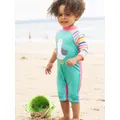 Frugi Kids' Sun Safe Seagull Suit, Pacific Aqua