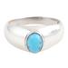 Ocean Accent,'Sterling Silver Single-Stone Ring with Recon Turquoise'