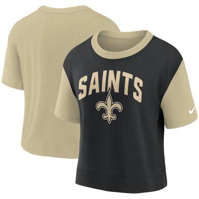 Women's Nike Gold/Black New Orleans Saints High Hip Fashion T-Shirt