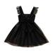 Summer Black Princess Dress Lace Stitching Suspender Princess Dress Polka Dot Girls Dresses Children Girls Dresses Casual Dress Summer Girl Clothes