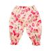 B91xZ Toddler Pants Girls New Casual Polka Dot Fashion Floral Print Boys And Girls Mid Waist Cropped Floral Bloomers Red Sizes 4-5 Years