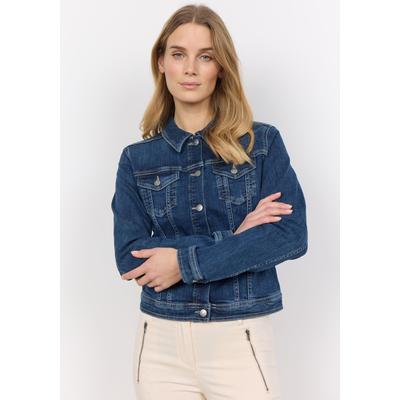 Jeansblazer SOYACONCEPT "SC-KIMBERLY 3", Damen, Gr. XL, blau (2494 dunkelblau denim), Denim/Jeans, Obermaterial: 81% Baumwolle, 17% Polyester, 2% Elasthan, casual, tailliert, Langarm, Blazer, taillierte Form Image