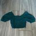 Urban Outfitters Tops | Green Sparkly Cropped Blouse | Color: Green | Size: Xs