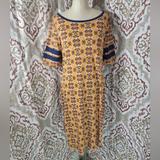 Lularoe Dresses | Lularoe Yellow And Blue Print Dress | Color: Blue/Gold | Size: L