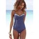 Bügel-Tankini-Top LASCANA "Monri", Damen, Gr. 42, Cup B, bunt (blau, gelb, bedruckt), Recycling-Polyamid, bedruckt, gepunktet, Bikini-Oberteile, mit kontrastfarbenem Detail