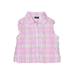 IZOD Sleeveless Button Down Shirt: Pink Plaid Tops - Size 6-9 Month