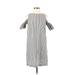 Ann Taylor LOFT Casual Dress - Midi: Gray Stripes Dresses - Women's Size 2 Petite