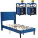 Wade Logan® Auxter 3 Piece Bedroom Set Platform Bed & Nightstand Set Upholstered/Metal in Blue/Brown | 47.3 H x 41.7 W x 76 D in | Wayfair
