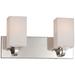 Vista; 2 Light; Vanity Fixture with Etched Opal Glass