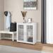 Ebern Designs Blashford Accent Curio Storage Cabinet Wood in White | 34 H x 32 W x 16 D in | Wayfair AB5B4AF11891458BABC5624F0E24AA32