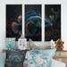 Highland Dunes Beautiful Mandarin Fish In Shades Of Blue VIII - 3 Piece Print on Canvas Metal in Blue/Brown | 32 H x 48 W x 1 D in | Wayfair