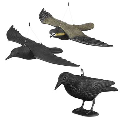 Relaxdays - 3er Set Taubenschreck, Vogelschreck Krähe u Falke, Dekofigur als Vogelscheuche,
