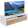 BAKAJI TV-Schrank aus Holz, Fernsehschrank, modernes Design, Fächer und Türen Eiche, Holzwerkstoff, Weiß, Medium