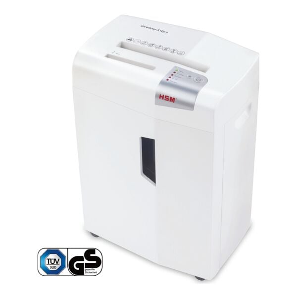 HSM Aktenvernichter »shredstar X12pro 2 x 15 mm« Partikelschnitt bis 12 Blatt weiß, 23x59.5x30 cm