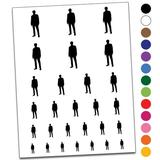 Man Person Silhouette Water Resistant Temporary Tattoo Set Fake Body Art Collection - White