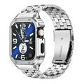 YuiYuKa Stainless Steel Bands and Case Compatible with Apple Watch Bands 44mm 40mm 41mm 45mm Metal Band With Stainless Steel Case Bumper Shell Protector for iWatch Series 8 SE 7 4 5 6