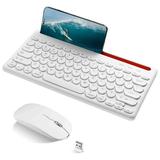 UrbanX Compact Rechargeable Wireless Multi-Device Bluetooth Keyboard and Mouse Combo with Bracket for Infinix Hot 11s NFC supports Windows macOS iPadOS Android PC Mac Laptop Smartphone Tablet