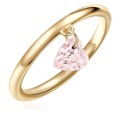 Glanzstücke München Ring Herz Sterling Silber Rosenquarz in Gelbgold 50 Damen Image