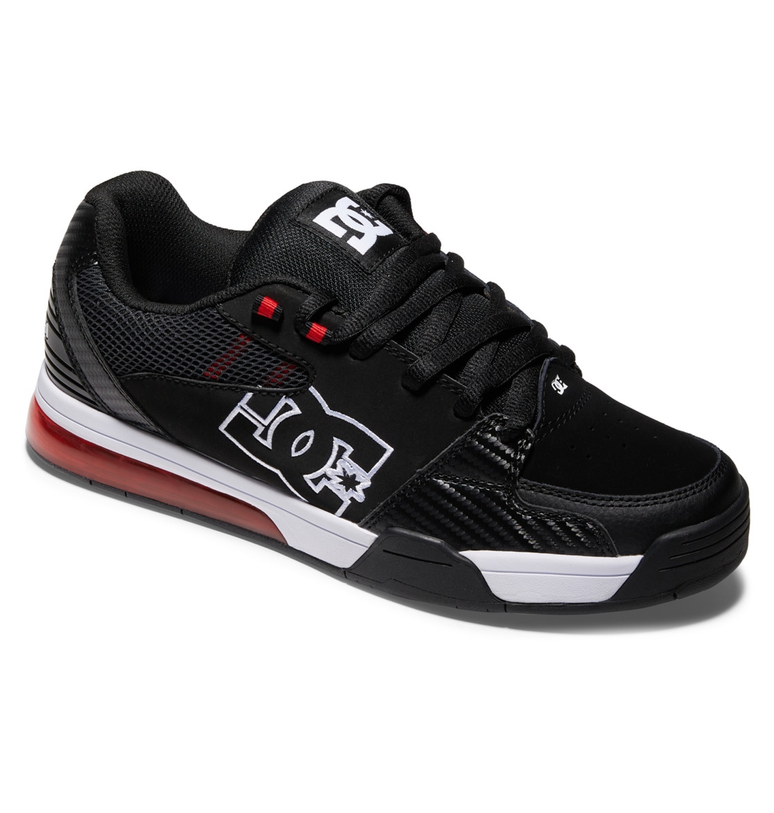 Sneaker DC SHOES "Versatile", Herren, Gr. 8(40,5), schwarz, weiß, athleticrot, Obermaterial:50.71% Leder, 37.83% Synthetikmaterial, 11.46% Polyester;, Schuhe Sneaker