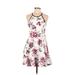 B. Darlin Casual Dress - A-Line Halter Sleeveless: White Floral Dresses - Women's Size 9