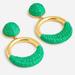 J. Crew Jewelry | Jcrew Faux- Raffia Wrapped Hoop Earrings Nwt Summer Green | Color: Gold/Green | Size: Os